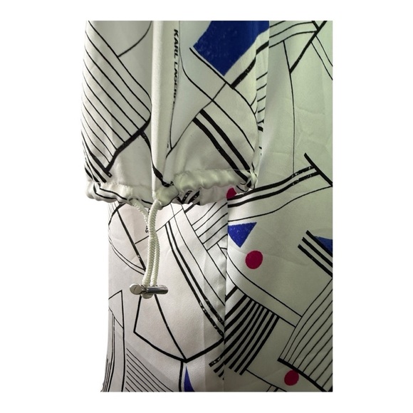Karl Lagerfeld Geometric Print Button-Up Shirt with Bungee arm closures. XS - Picture 6 of 11
